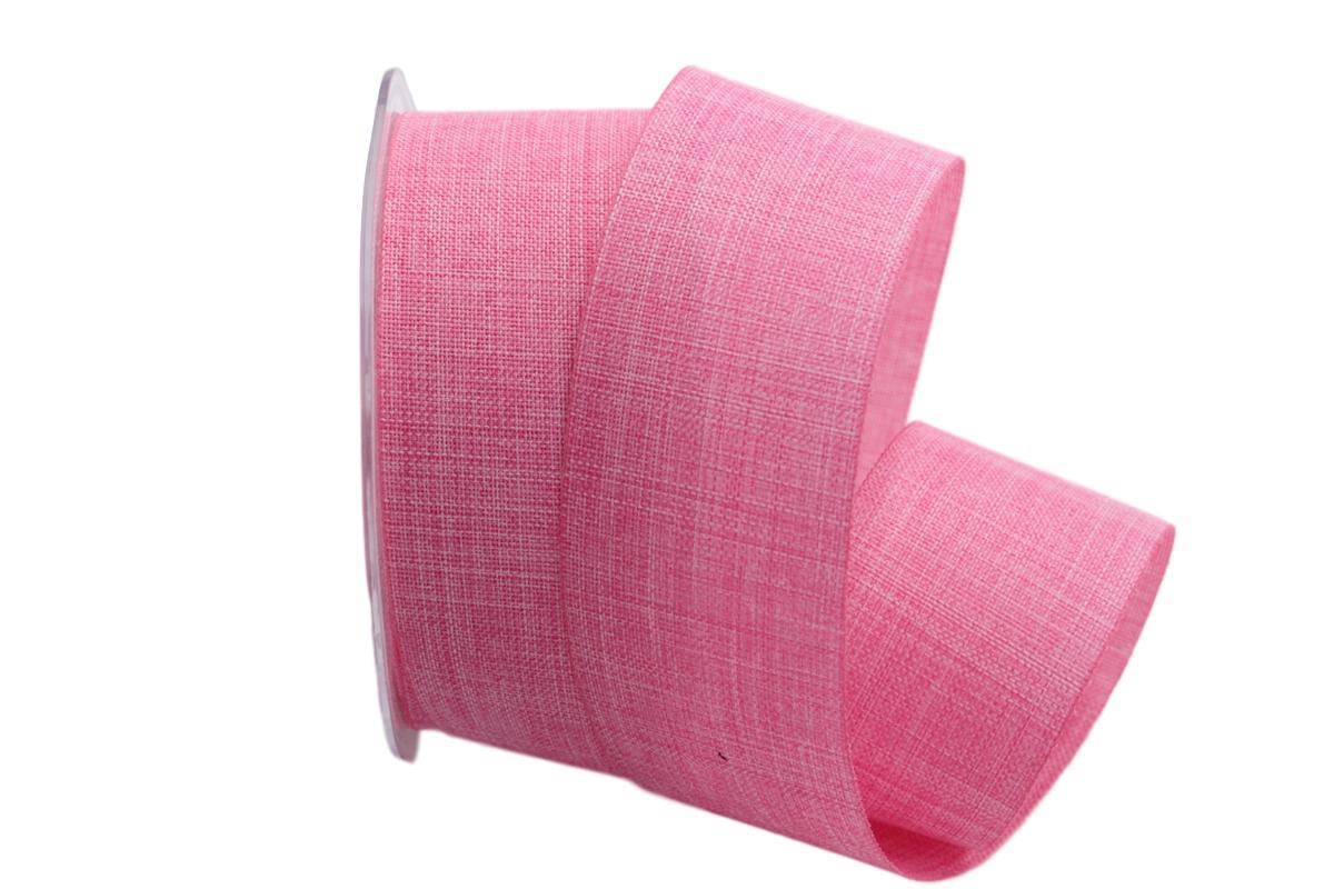 Uniband Leinenoptik pink 40mm ohne Draht