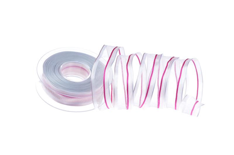 Streifenband Vienna rosa mit Draht 25 mm