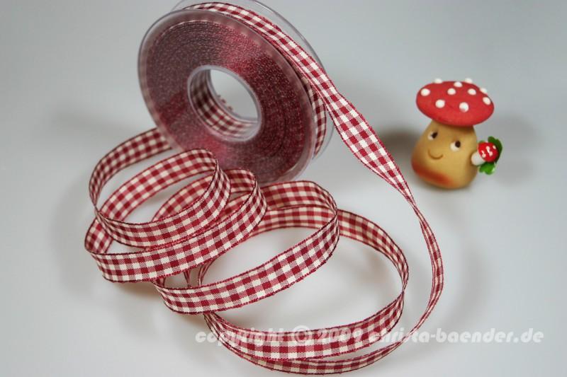 Karoband Landhauskaro Bordeaux mit Draht 15mm