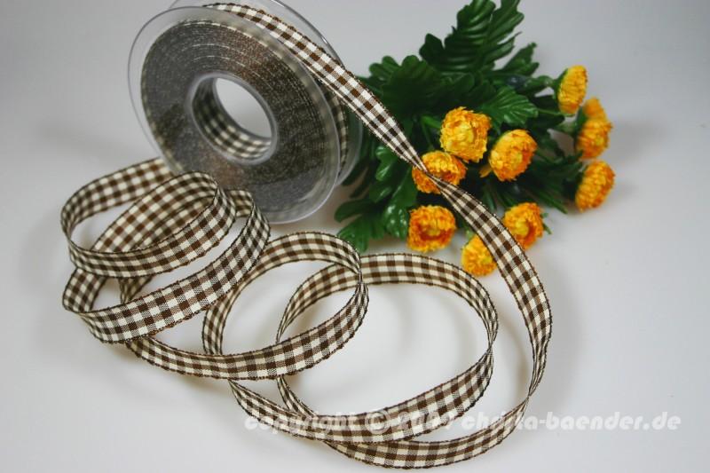 Karoband Landhauskaro Braun mit Draht 15mm