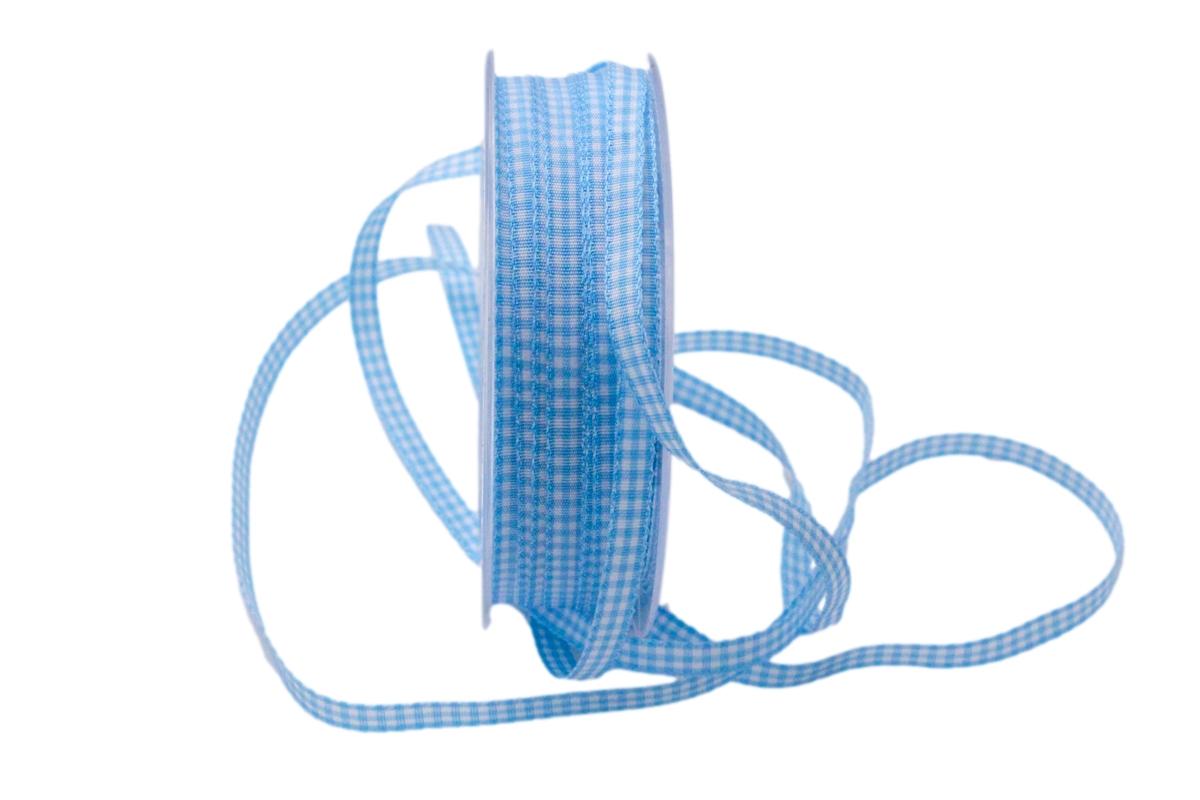 Karoband Landhauskarobändchen hellblau ohne Draht 6mm