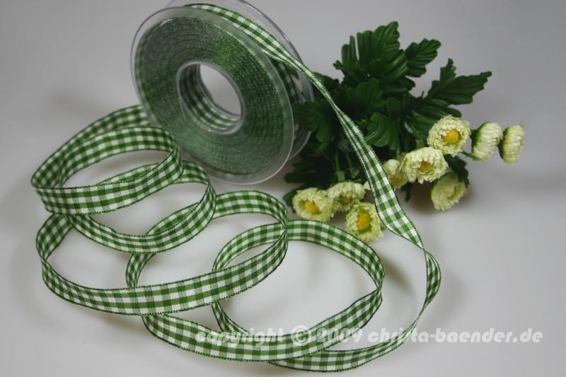 Karoband Landhauskaro Grün mit Draht 15mm