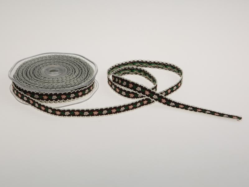 Blumenband Folklore Braun ohne Draht 13 mm