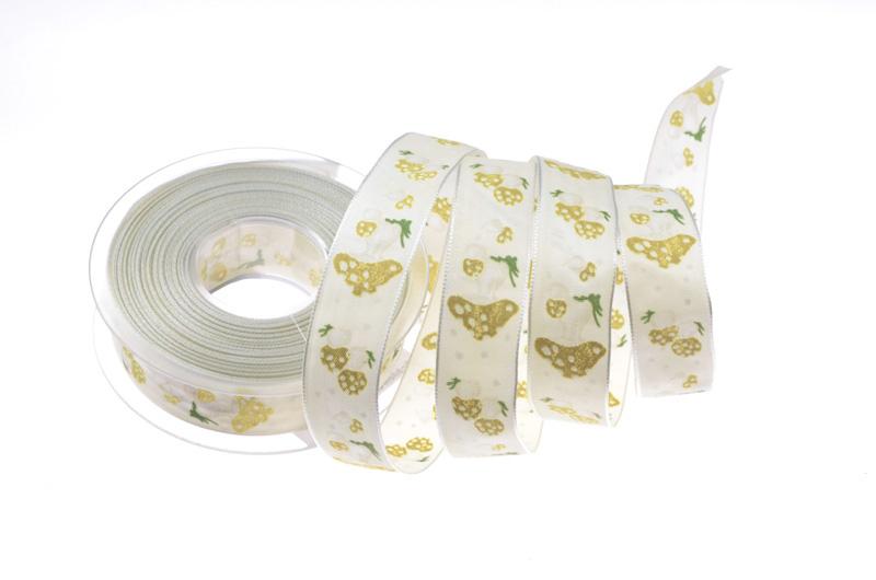 Motivband Fliegenpilz weiß  mit Draht 25mm