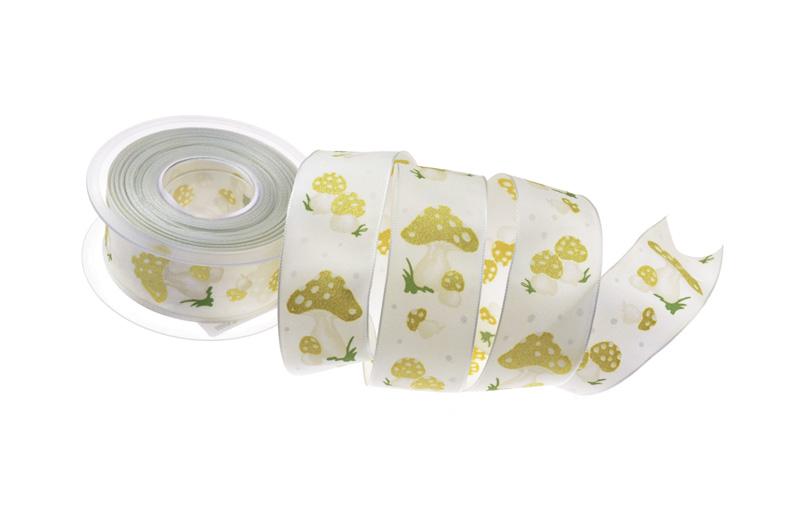 Motivband Fliegenpilz weiß  mit Draht 40mm