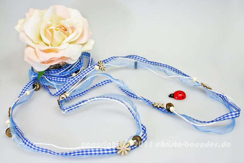 Landhausgirlande mit Blümchen Blau ohne Draht 20mm