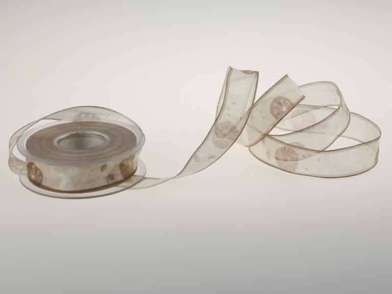 Motivband Pusteblume braun 25 mm mit Drahtkante