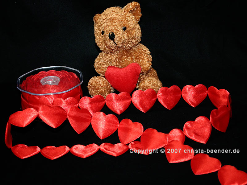 Herzband "Herz an Herz" Rot ohne Draht 38mm