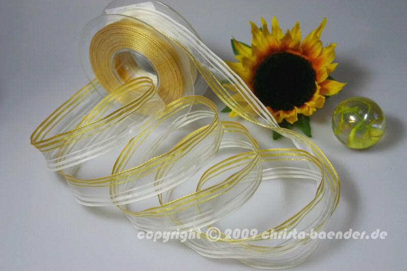 Streifenband Duett Gelb mit Draht 25mm