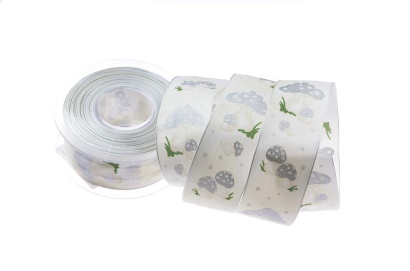 Motivband Fliegenpilz weiß  mit Draht 40mm