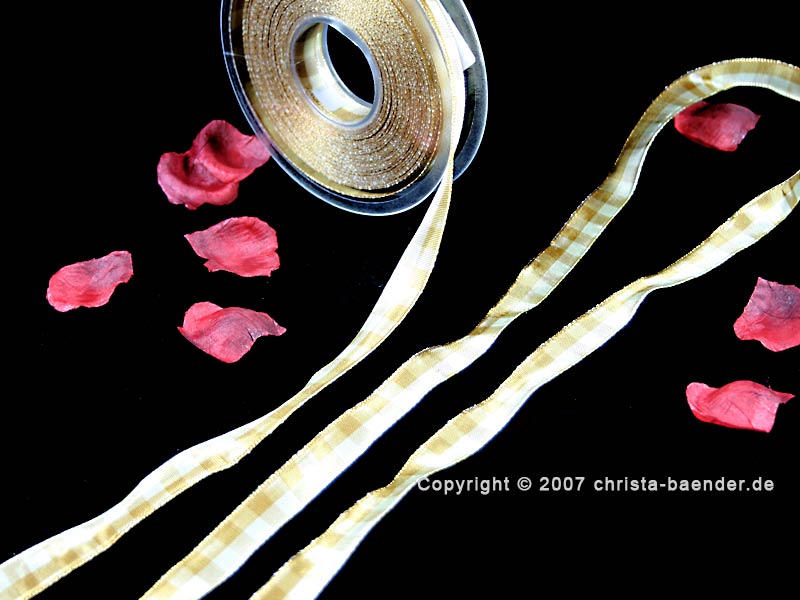 Karoband Manhattan-Organza Creme/Ocker mit Draht 15mm