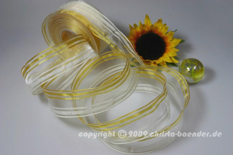 Streifenband Duett Gelb mit Draht 40mm