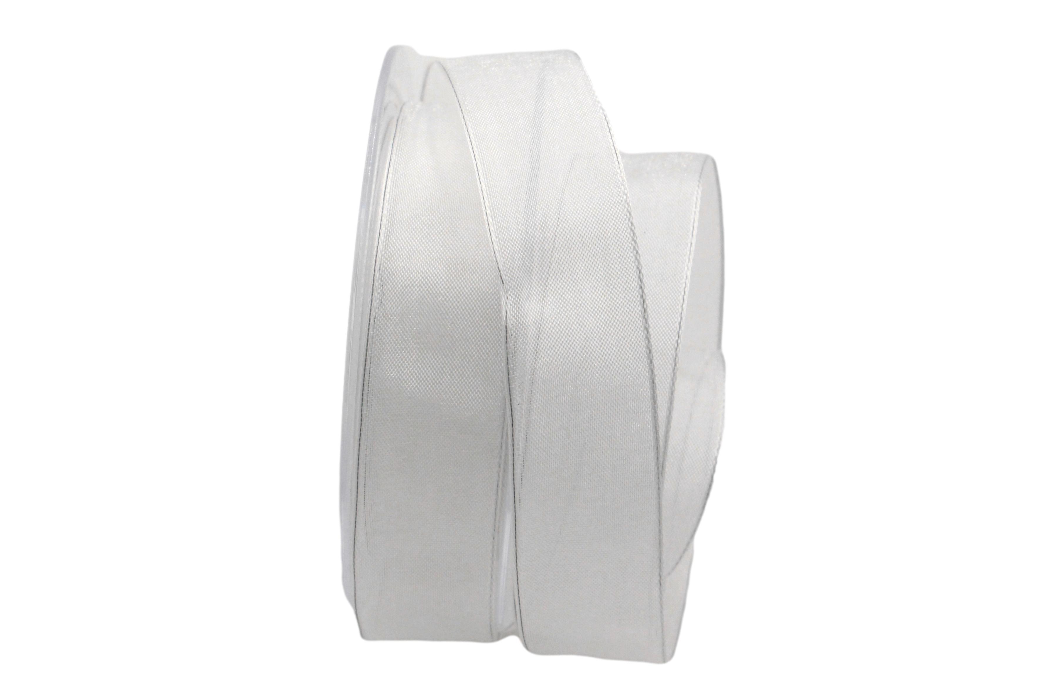 Organzaband weiß 25mm mit Draht AKTION