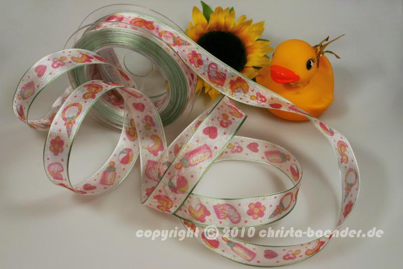 Motivband Kids Rosa mit Draht 25mm