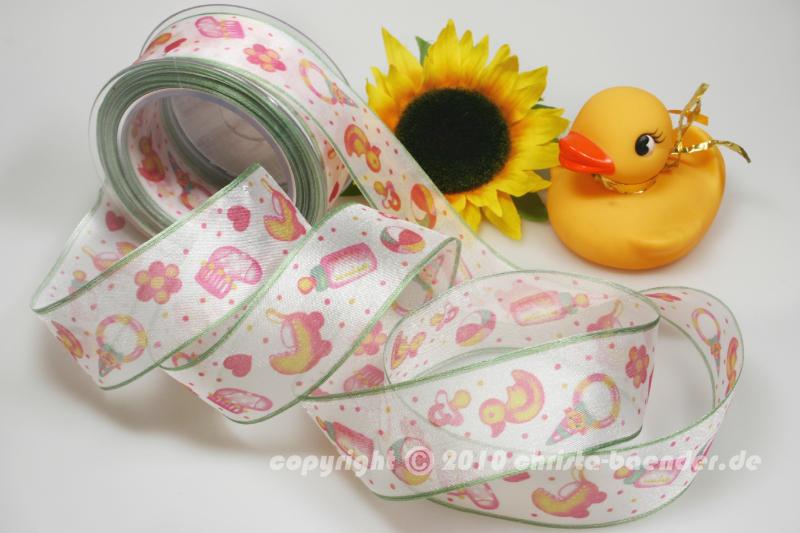 Motivband Kids Weiß mit Draht 40mm