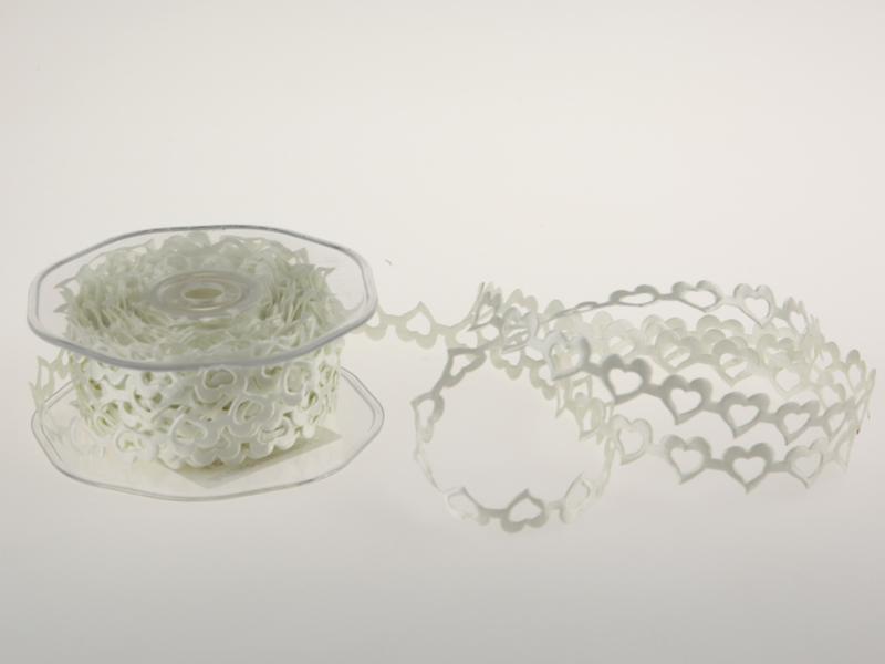 Herzband "Herz an Herz" creme ohne Draht 15mm