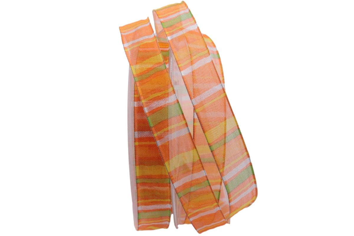 Streifenband Colorato orange 15mm mit Draht