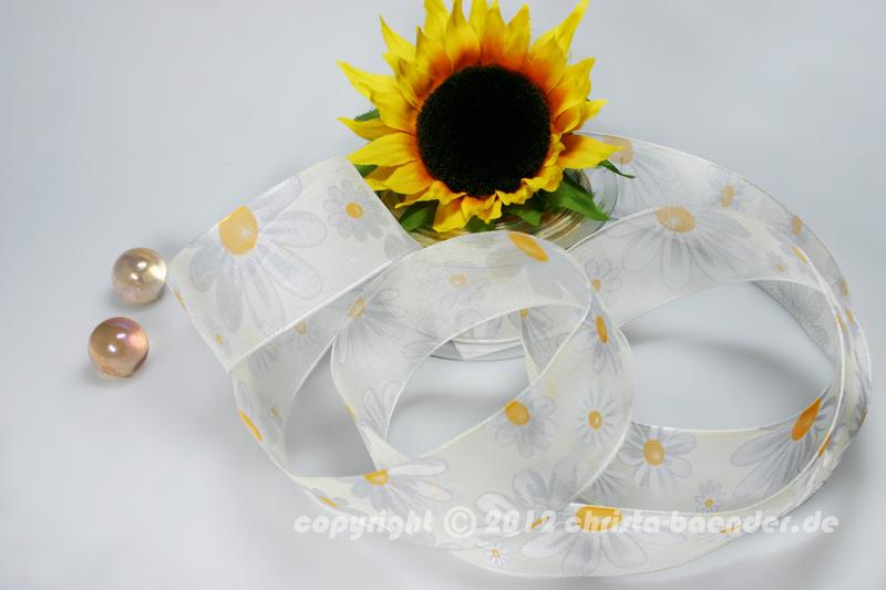 Blumenband Palermo Creme mit Draht 40mm
