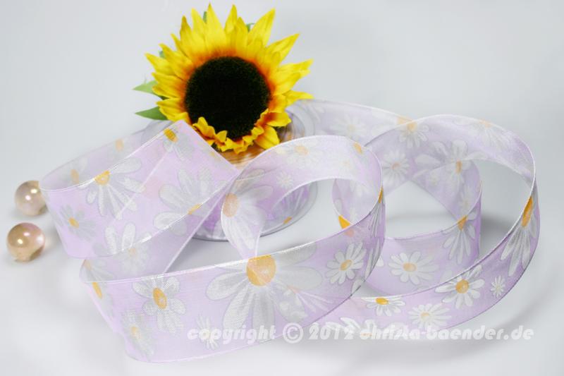 Blumenband Palermo Flieder mit Draht 40mm