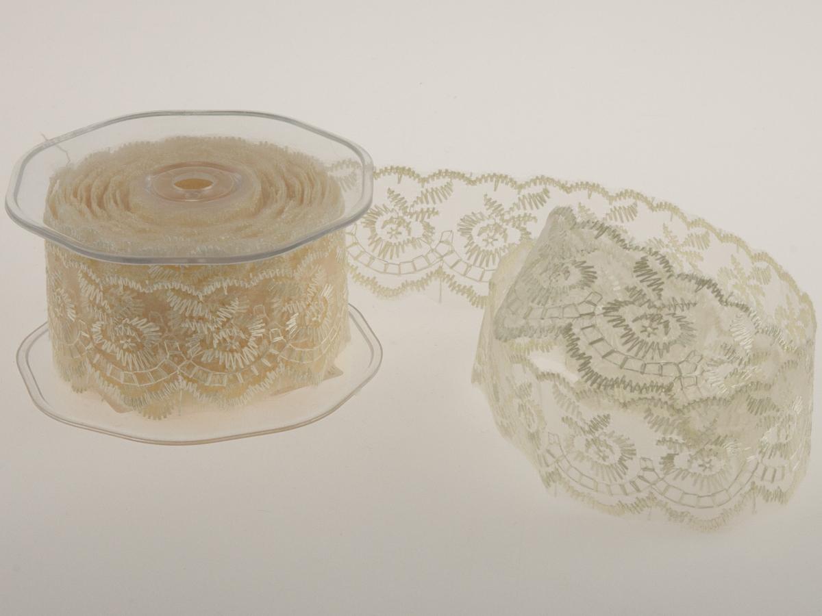 Dekoband Spitze Creme dunkel ohne Draht 40 mm