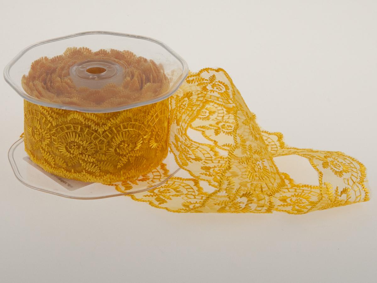 Dekoband Spitze Gelb ohne Draht 40mm