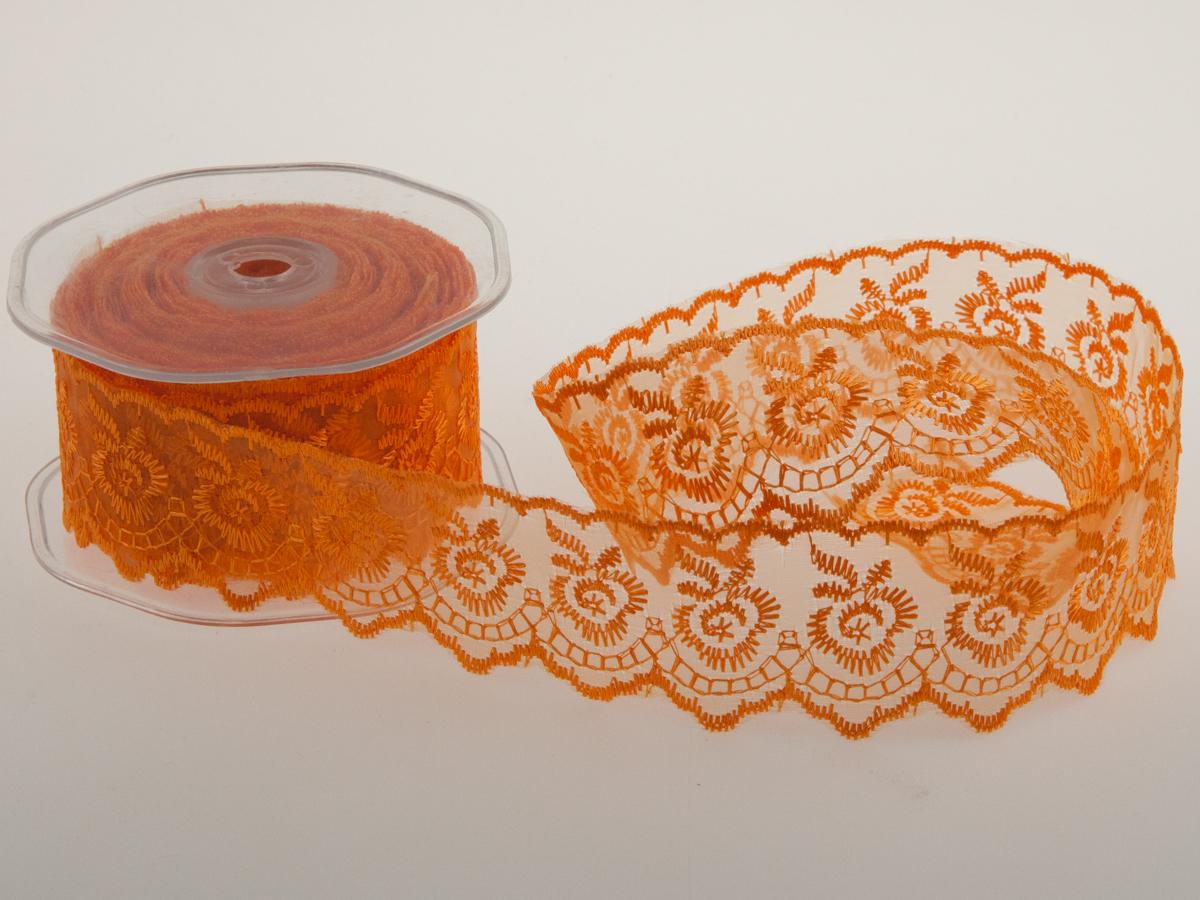 Dekoband Spitze Orange ohne Draht 40mm