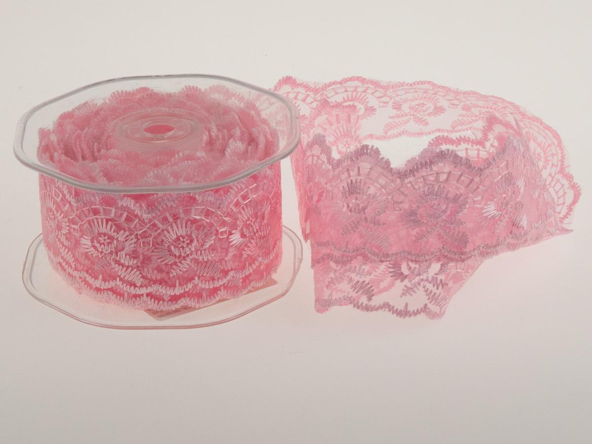 Dekoband Spitze Rosa ohne Draht 40mm
