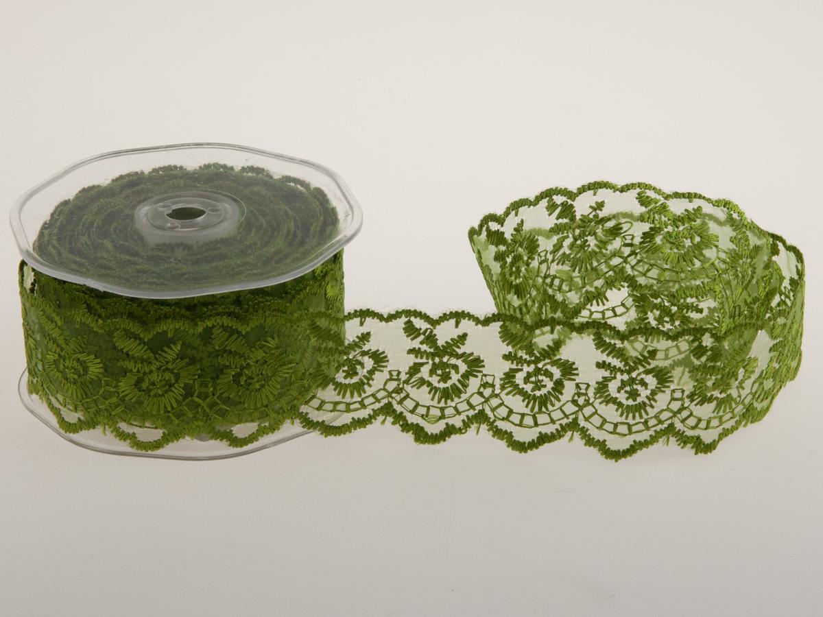 Dekoband Spitze grün ohne Draht 40mm