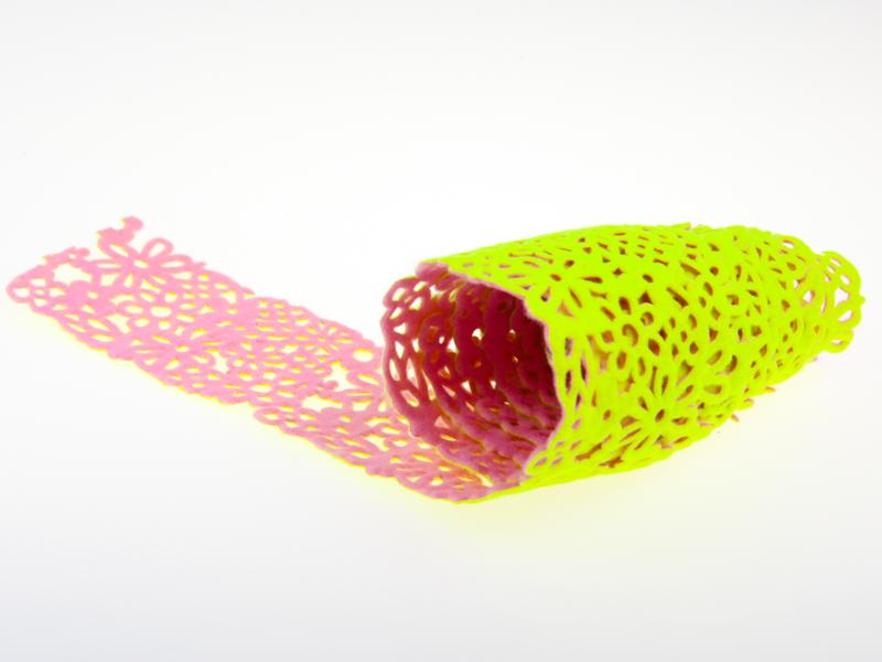 Filz Tischband gelb / rosa , 2m x 80mm