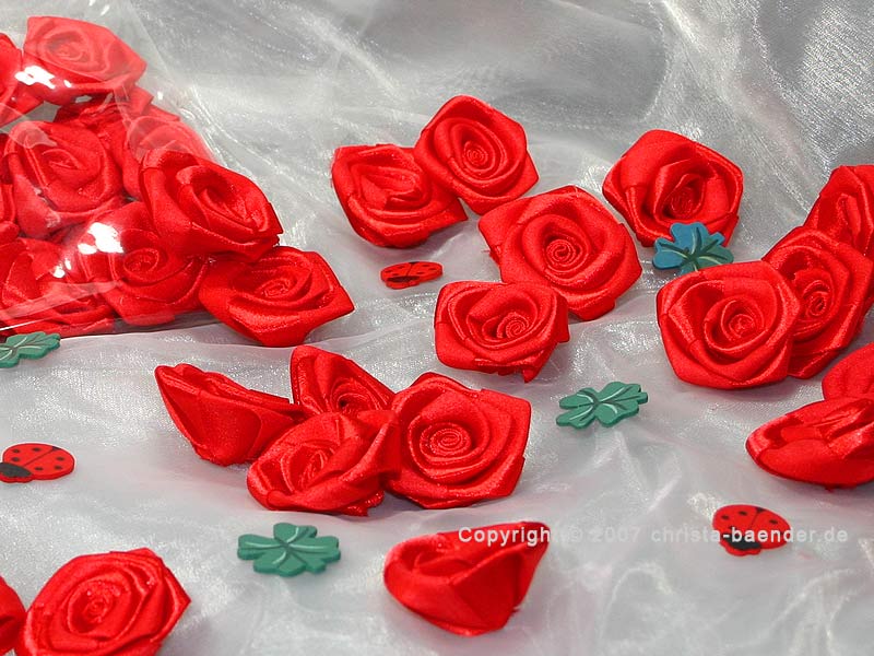 Streuartikel Satinrosen Rot ohne Draht 24 Stück