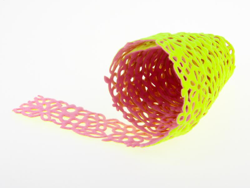 Filz Tischband rosa / gelb  2mx 4cm