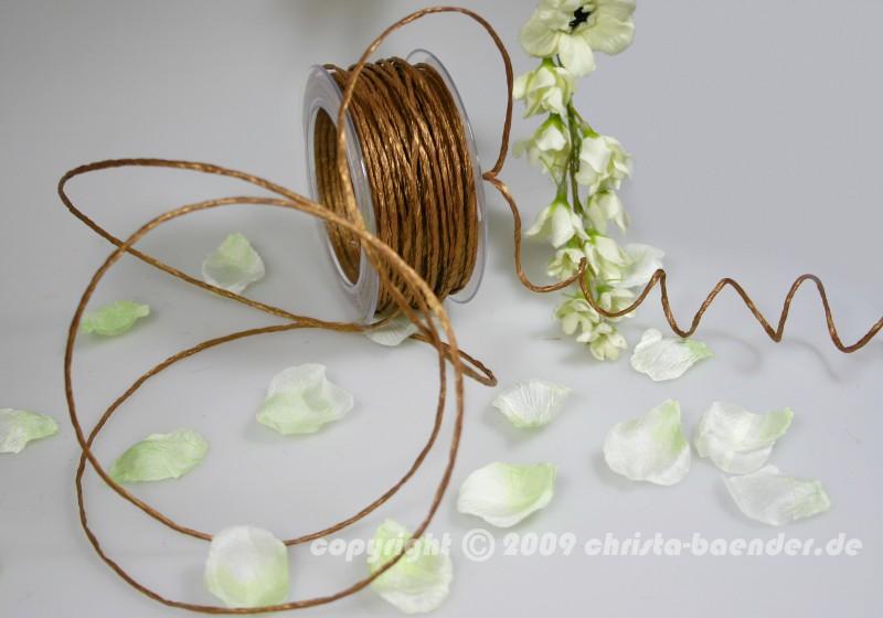 Papierkordel Cognac mit Draht 2mm