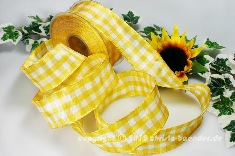 Karoband Vichykaro Gelb mit Draht 40mm