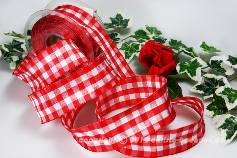 Karoband Vichykaro Rot mit Draht 40mm