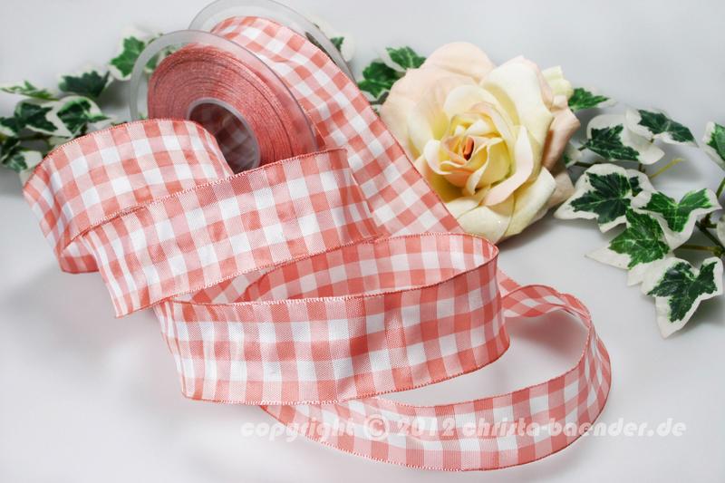 Karoband Vichykaro Altrosa mit Draht 40mm