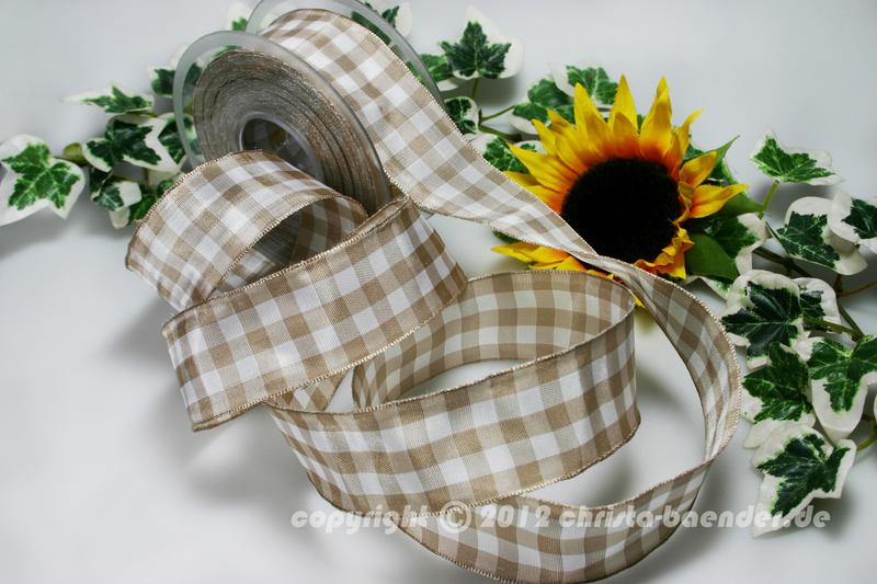 Karoband Vichykaro Toffee mit Draht 40mm