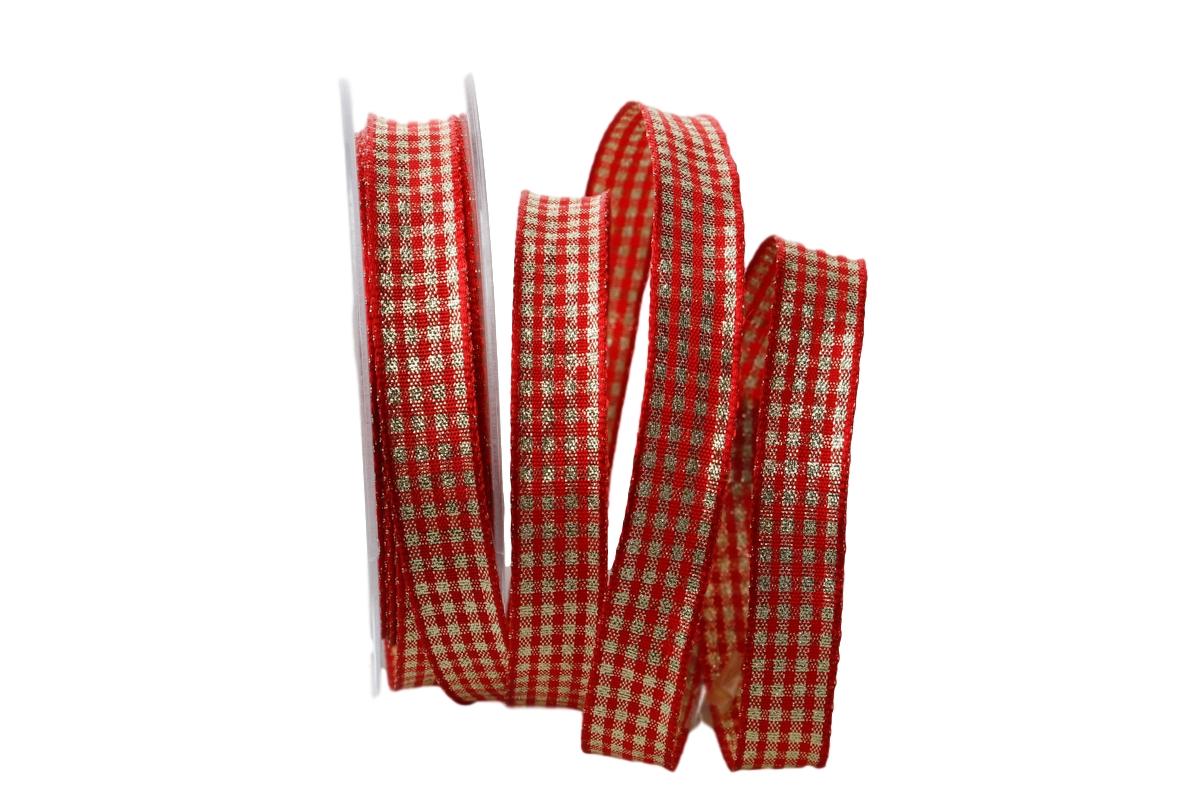 Weihnachtskaro Luxor rot mit Draht 15mm