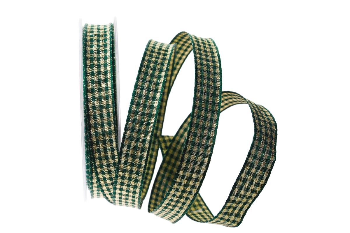 Weihnachtskaro Luxor grün mit Draht 15mm