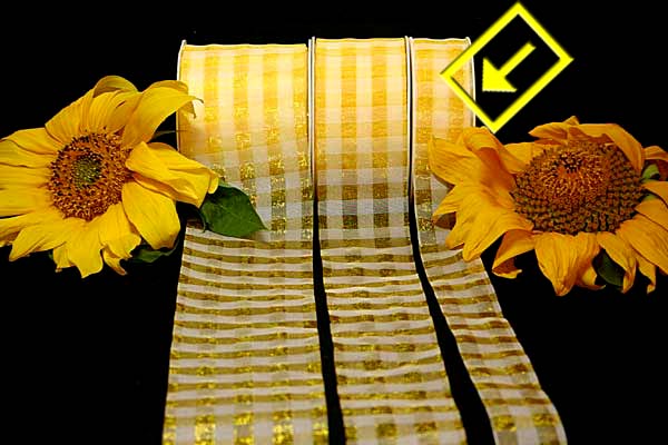 Karoband Organza-Karo Gelb/Weiß ohne Draht 28mm