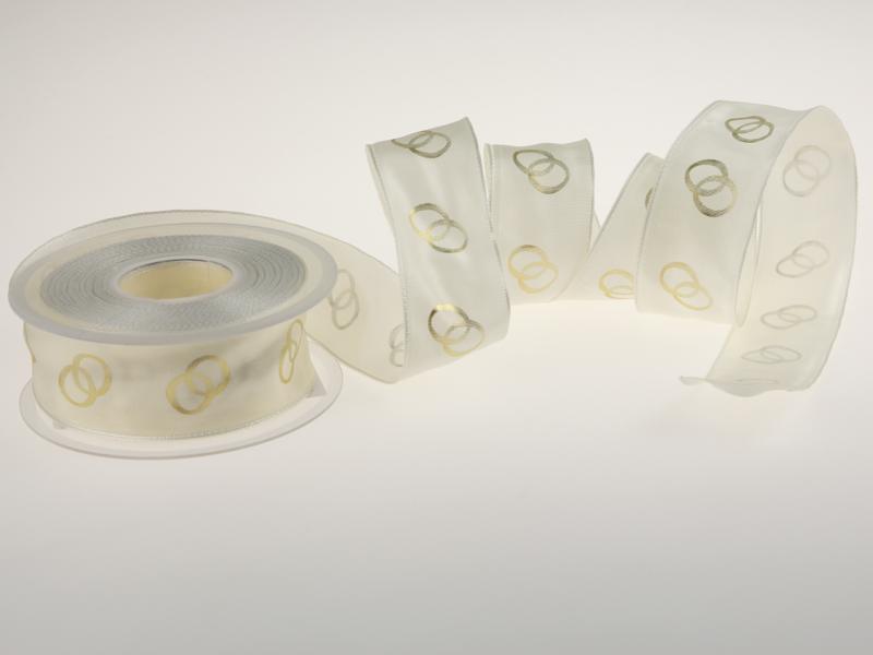 Motivband Trauringe creme 40mm mit Draht