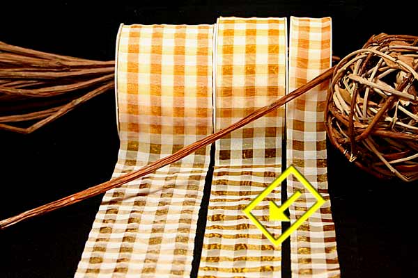 Karoband Organza-Karo Honig/Weiß ohne Draht 50mm