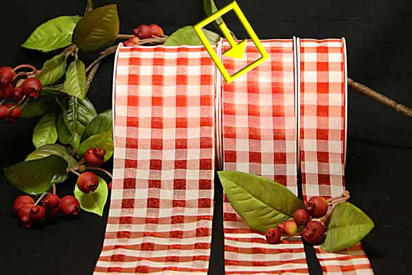 Karoband Organza-Karo Orange/Weiß ohne Draht 50mm