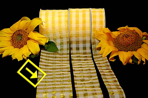 Karoband Organza-Karo Gelb/Weiß ohne Draht 70mm