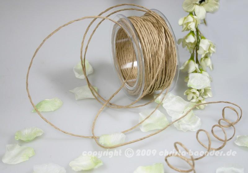 Papierkordel Natur mit Draht 2mm