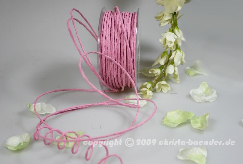 Papierkordel Altrosa mit Draht 2mm