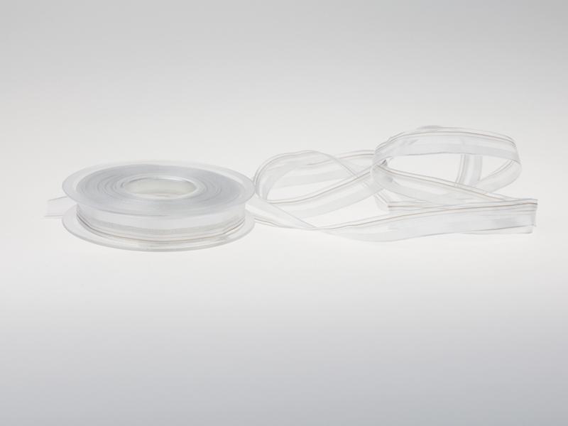Organzastreifen weiß 15mm mit Draht