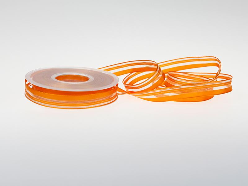 Organzastreifen orange 15mm mit Draht