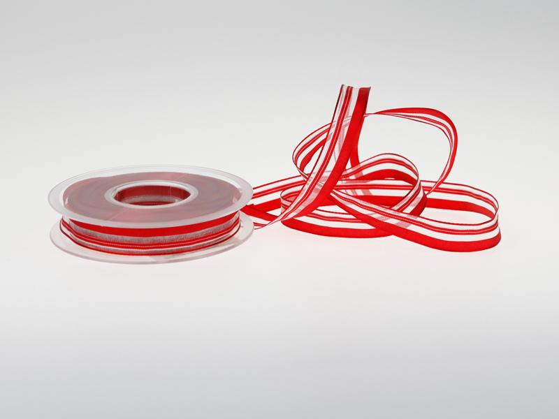 Organzastreifen rot 15mm mit Draht