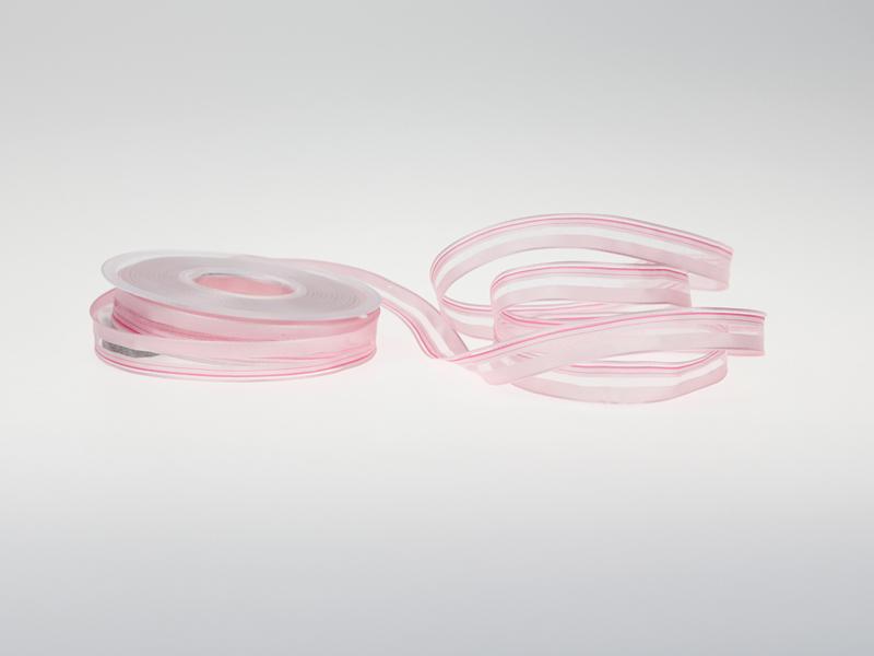 Organzastreifen rosa 15mm mit Draht