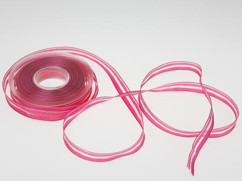 Organzastreifen pink 15mm mit Draht